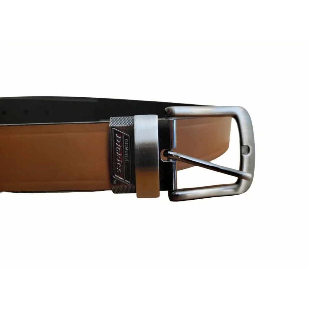 Dickies Men's Brown Leather Belt Gunmetal Tone‎ Buckle 46-48 2X